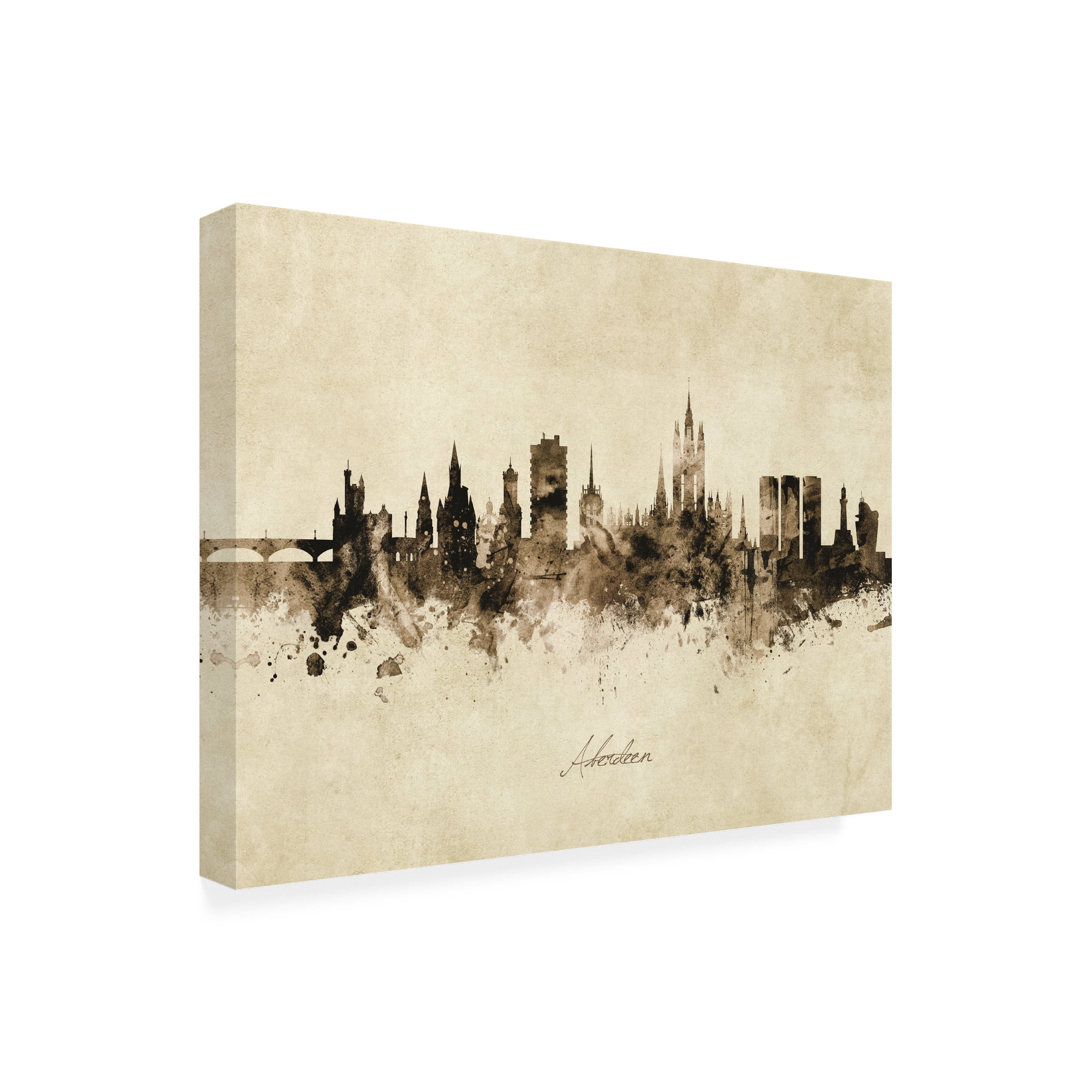 Michael Tompsett 'Aberdeen Scotland Skyline Vintage' Canvas Art