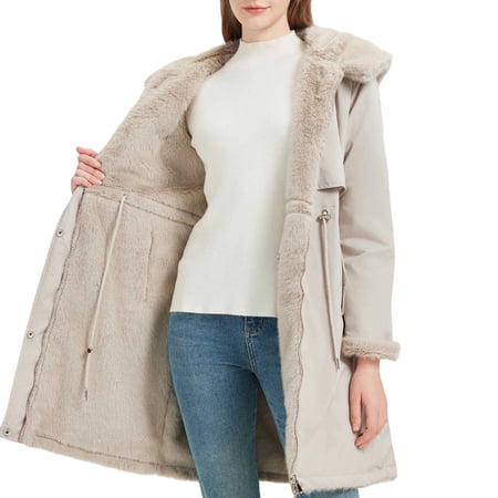 Kukoosong Women s Quilted Winter Coat Girls Fashion Casual Warm Down Jackets Large Collar Loose Velvet Parkas Coats with Pockets