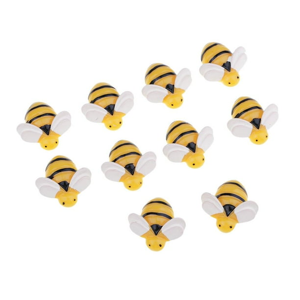 10 piezas/set de resina plana con diseño de abeja kawaii para fundas de teléfono y bolsos, manualidades DIY L