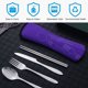 thumbnail image 4 of Cubiertos portátiles con estuche, juego de utensilios de viaje para acampar, cubiertos reutilizables, 4 Uds., 2 juegos, 4 of 5