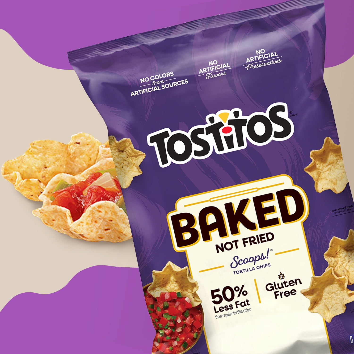 Baked Tostitos Scoops 50% Less Fat Tortilla Chips Bag, 6.25 oz
