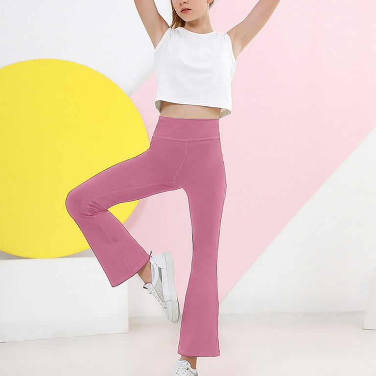 Buy Girls' Leggings Cross Flare Pants Black High Waist Soft Stretchy Full  Length Yoga Bootcut Pants for Kids Teens Dance, Black, 8-9 Years at