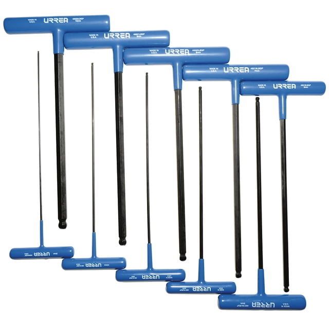 Juego de 10 Llaves Hexagonales T Ergonómica Punta Bola 9 Urrea 4965LBGPM