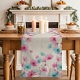 thumbnail image 2 of Table Runner 120 Inches Long for Kitchen Dining, Blue Pink Flowers Dresser Scarf Farmhouse, Dining Table Decorations for Wedding/Parties, Spring Garden Floral Rustic Burlap 13 x 120 In, 2 of 8