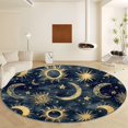 thumbnail image 1 of Round Area Rug 7ft Dark Blue Abstract Moon and Sun Faux Wool Non-Slip Area Rug Non-Shedding Accent Throw Rugs Floor Carpet for Living Room Bedrooms Laundry Room Decor, 1 of 1