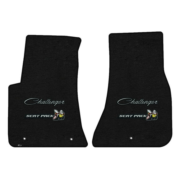 Lloyd Mats LogoMat Custom-Fit 2PC Carpet Floor Mats for 2015-2023 Dodge Challenger RWD, Charcoal