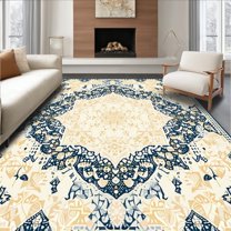 Flatwoven High Traffic Area Rug, Cream Cozy Fuzzy Area, Non Slip, Stain Resistant, Washable Area Rugs for Living Room, Bedroom(Beige, 5X7)