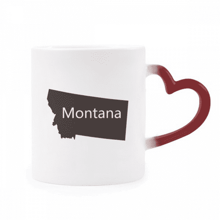 

Montana America USA Map Outline Heat Sensitive Mug Red Color Changing Stoneware Cup