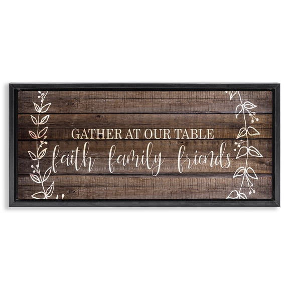 Stupell Industries Traditional Faith Family Friends Quote Black Floating Frame Canvas Art, 25 x 11, by Kim Allen