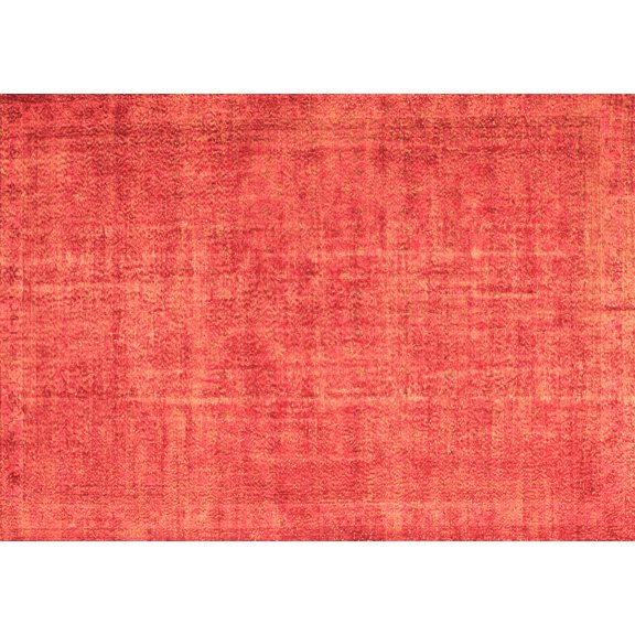 Ahgly Company Indoor Rectangle Abstract Orange Contemporary Area Rugs, 2' x 5'