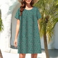 thumbnail image 4 of LIZUOJUN Under $ 8 Nightgowns For Women Short Sleeve Plus Size Summer Cotton Sleep Shirt Loose Fitting Wear Nightwear Loungewear Soft Sleepwear Nightshirt For Middle Women Green,One Size, 4 of 4