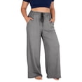 thumbnail image 6 of Cutuoiiu Women's Plus Size Solid Color High Waisted Wide Leg Yoga Pants Oversize Drawstring Elastic Waist Casual Joggers with Pockets Gifts, 6 of 9