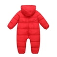 thumbnail image 3 of 0-12M Infant Baby Winter Down Snowsuit Newborn Hooded Romper Padded Bodysuit with Warm Fleece Lining, 3 of 5