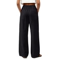 thumbnail image 3 of Women's Boho Wide Leg Linen Pants Drawstring Waist Casual Loose Vacation Trousers, M, 3 of 5