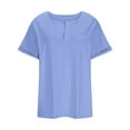 thumbnail image 5 of Ediodpoh Women Fashion Top Color Block Gradient Print V Neck Top Shirt Short Sleeve T Shirt Casual Loose Top Blouse Women's Tops Blue XXXXL, 5 of 7