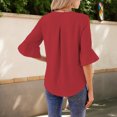 thumbnail image 6 of jowamay Ruffle Shirts for Women V Neck 3/4 Bell Sleeve Business Work Blouse Trendy Flowy Tops for Travel Streetwear, 6 of 6