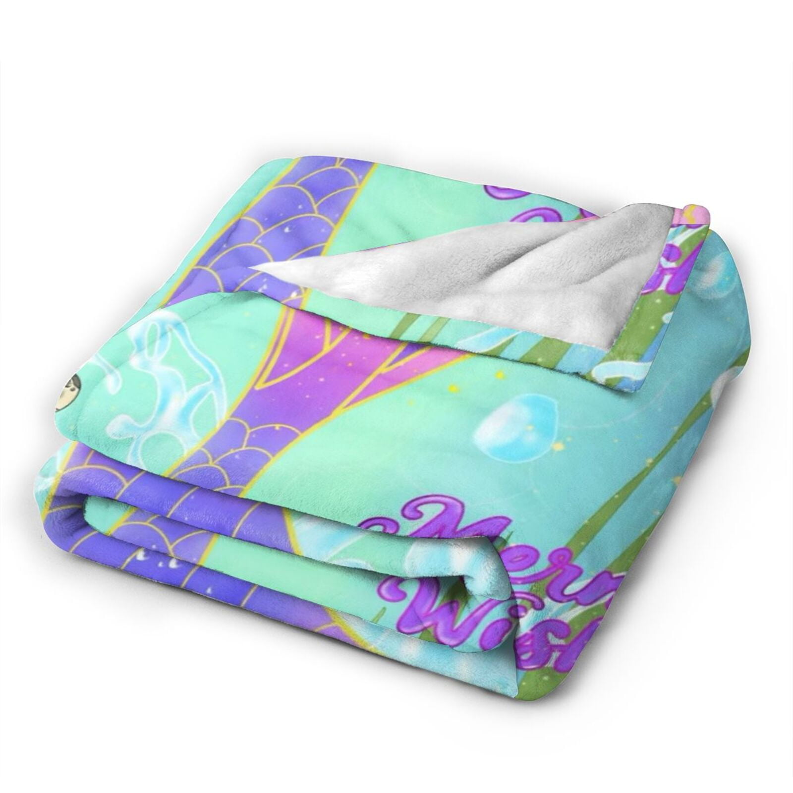 Mermaid Blanket, Cute Mermaid Tail Scales Fuzzy Soft Cozy Warm Mermaid Throw Blanket for Girls Kid, Fleece Blankets Couch Sofa Bedroom Nursery Bed Throws Blankets 50x 60inch
