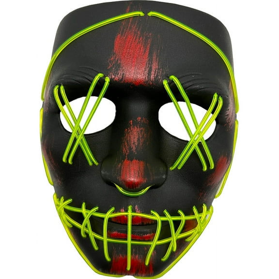 Studio Halloween Heavy Cross Hatch Eyes Mask With Lime Party Wire EL Light Up Costume Accessory