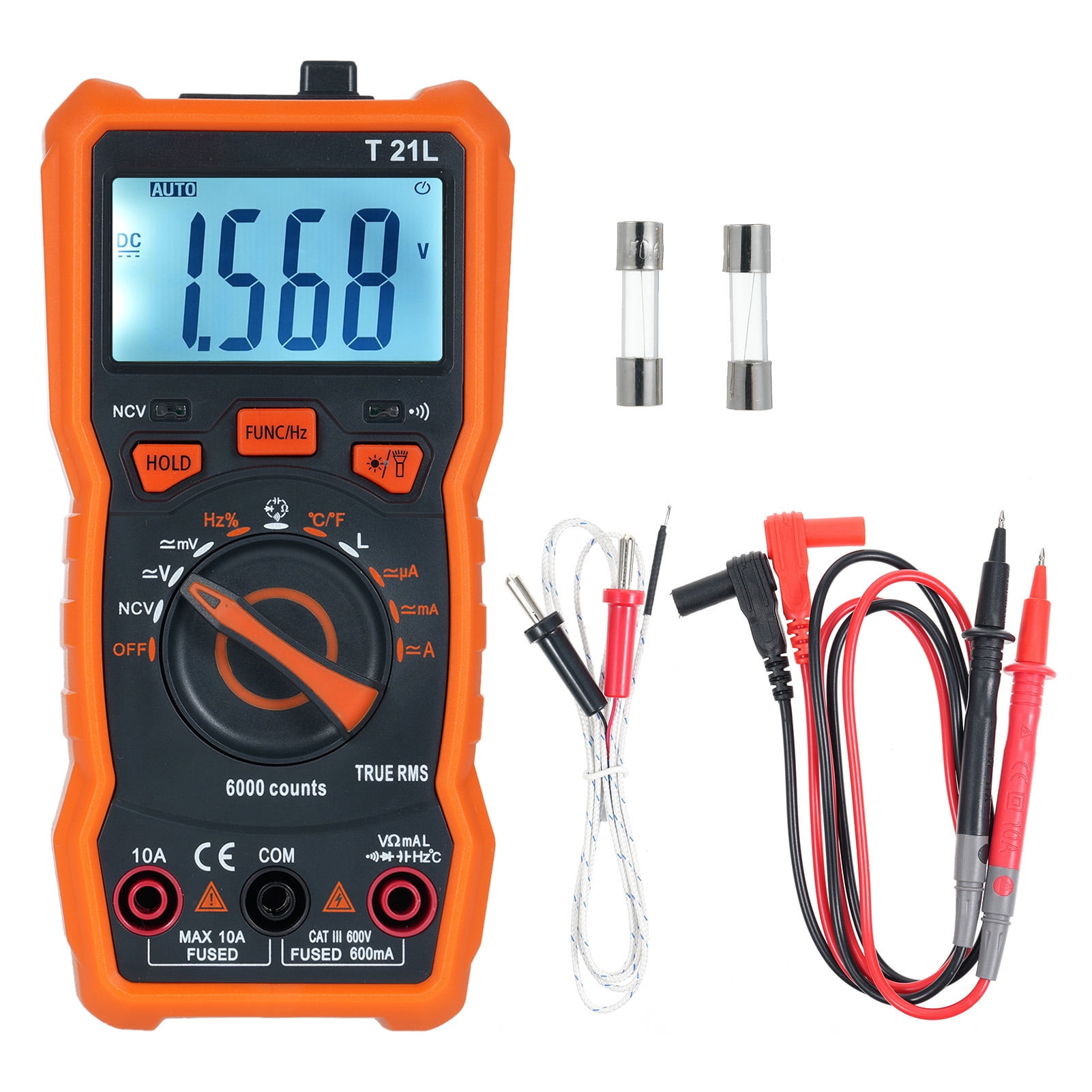 Digital Multimeter Multimeter Multifunctional Digital Multimeter 6000 Counts Burn-Proof Handheld Voltmeter Tester for Inductance Capacitance and Frequency