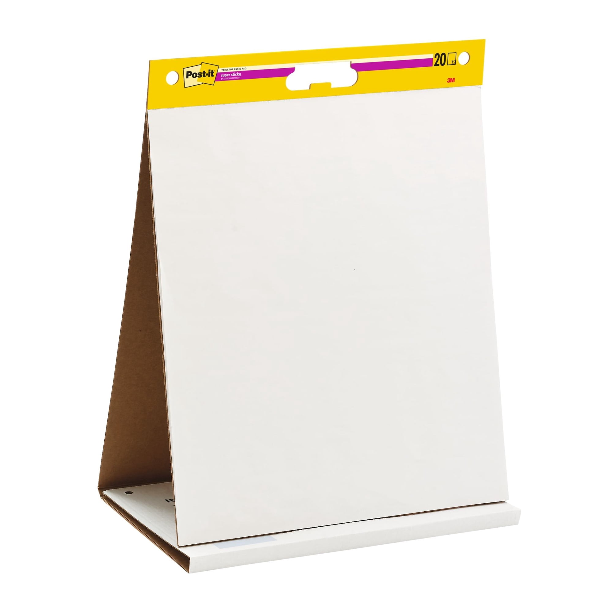 Post-it Super Sticky Portable Tabletop Easel with Dry Erase Pad, White, 20 in x 30 in, 20 Sheets, 1 Pad.