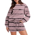 thumbnail image 4 of Puntoco moda mujer cuello redondo estampado Blusa de manga larga + bolsillos sueltos pantalones bolsillos Bandgae conjuntos liquidación Puntoco Puntoco-1435, 4 of 6