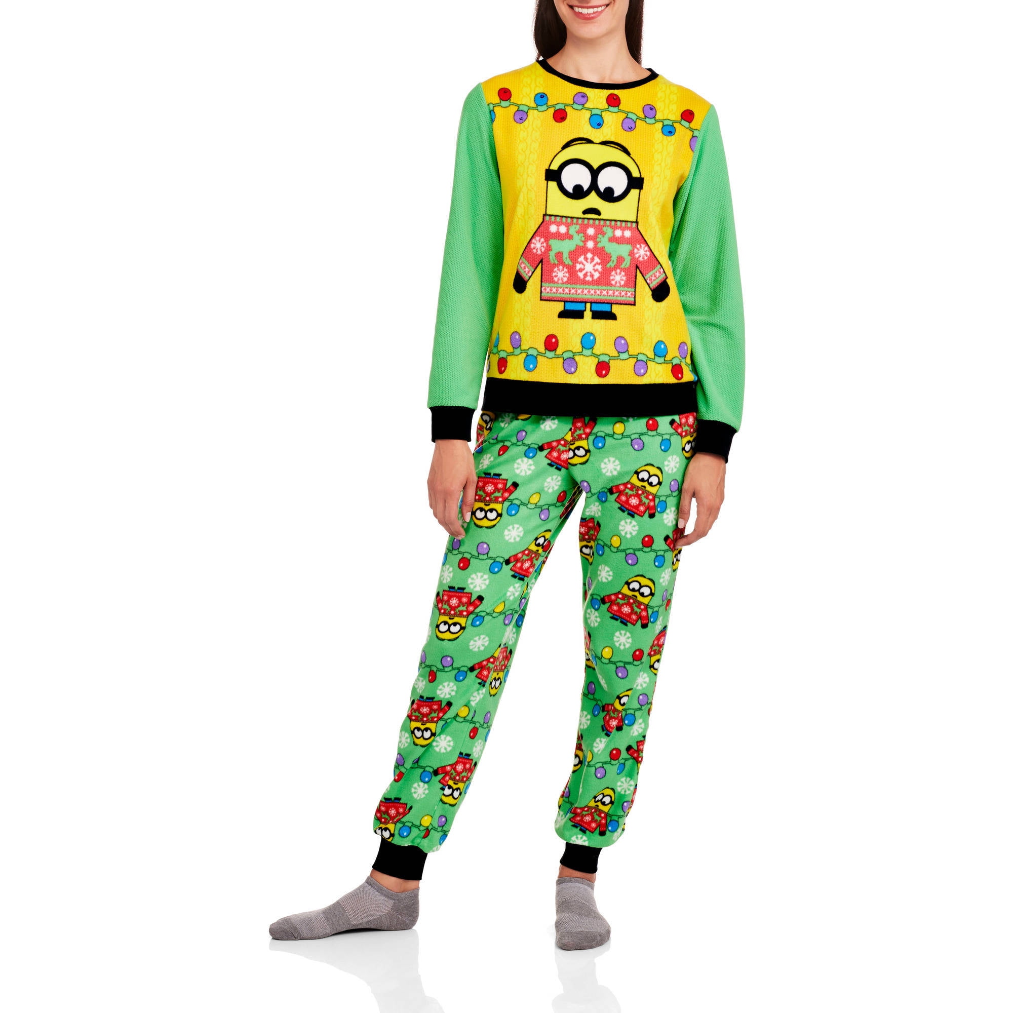 despicable me minion womens license pajama ugly sweater fashion 2 piece sleepwear set walmartcom - Minion Christmas Sweater despicable me minion womens license pajama ugly sweater fashion 2 piece sleepwear set walmartcom - Minion Christmas Sweater