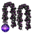 thumbnail image 1 of Halloween Garland with 20 Led Lights  5.5ft Black Fall Maple Leaf String Lights for Fall Decorations Wedding Party, 1 of 8