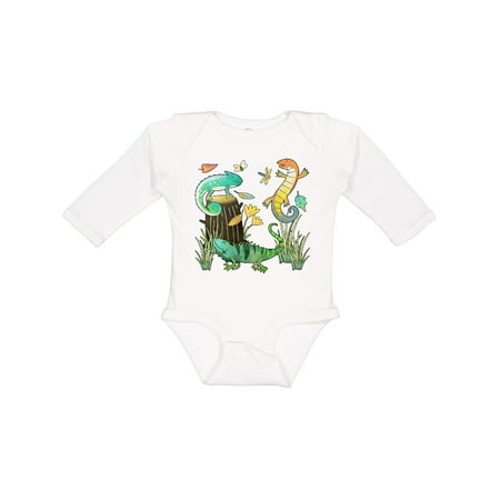 

Inktastic Cute Lizards Hanging out Gift Baby Boy or Baby Girl Long Sleeve Bodysuit