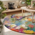 thumbnail image 3 of Round Rugs 4Ft, Spring Floral Round Area Rug Washable Indoor Throw Carpet, Modern Oil Painting Butterfly Soft Non Slip Circle Rug for Kitchen Nursery Room Home Decor Aesthetic, 3 of 7