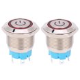 thumbnail image 1 of 2 piezas 12 ~ 24 V CC 16 mm redondo 4 PIN 1 NO interruptor de botón pulsador interruptor de reinicio automático con patrón de energía de luz rojo, 1 of 8