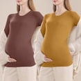 thumbnail image 3 of hengsof Maternity Shirt Long Sleeve Basic Top Ruch Sides Bodycon Tshirt for Pregnant Women, 3 of 4
