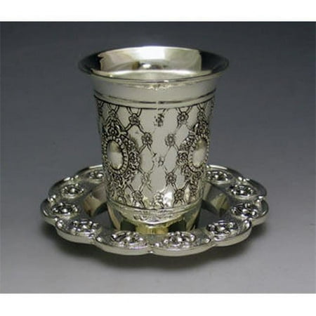 

2.5 x 4.5 in. Silver Plated Kiddush Cup with tray