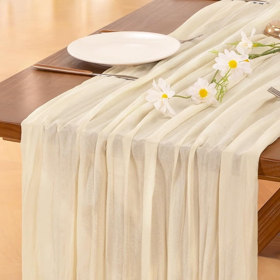 Table Runner 10ft Rustic Gauze Cheesecloth for Boho Wedding Bridal Shower Birthday Party Decor