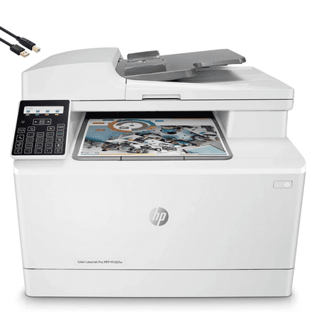 HP Color Laserjet Pro M183fw Wireless All-in-One Laser Printer for Home Office-Print Scan Copy Fax-16 ppm, 600 x 600 dpi, 8.5 x 14, Auto 2-Sided Printing,35-Sheet ADF,Ethernet,4 Feet USB Printer Cable