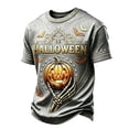 thumbnail image 7 of Broave Men Halloween Skeleton Hand Jack O'Lantern Crewneck Short Sleeve T-Shirt, All Over Print Bat Scroll Casual Graphic Tee, Gothic Halloween Top for Men Daily Wear & Halloween Party Outfit, 7 of 7