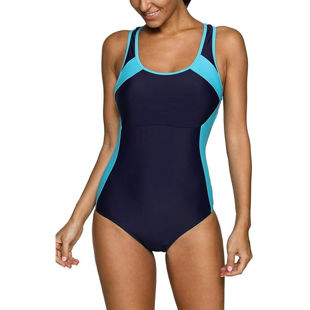  beautyin Women One Piece Boyleg Swimwear Competition Swimming  Suit Racerback Gray/Black : Clothing, Shoes & Jewelry