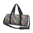 thumbnail image 2 of Xecao Daisies Flowers print Round Travel Duffel Bag is a foldable gym bag with an inner pocket, perfect for travel sports, 2 of 8
