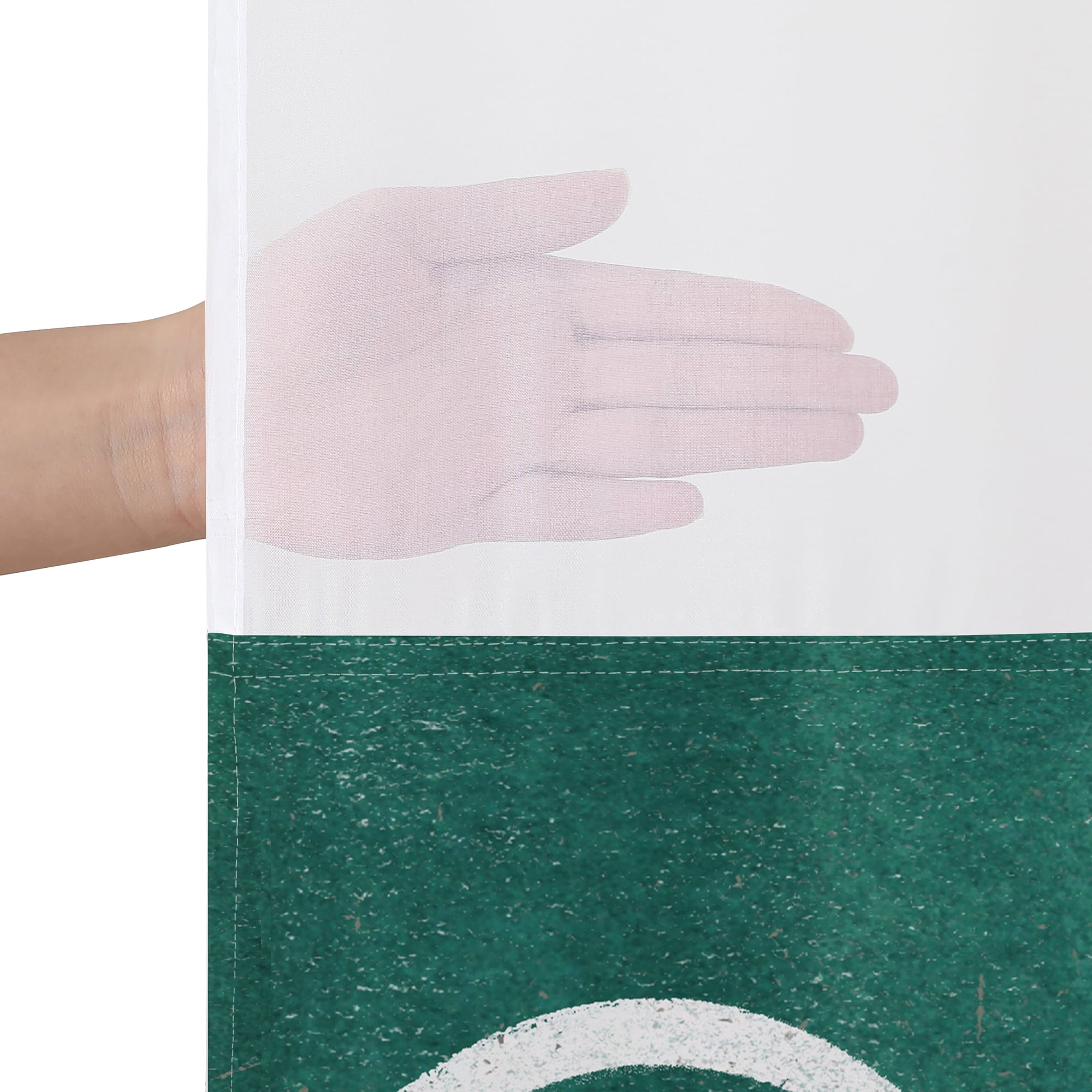 Americanflat 72x75 Hookless Shower Curtain - Abstract Green White Shower Curtain with Sheer Panel, Snap-In Liner, and Grommets - 100% Polyester