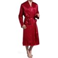 thumbnail image 3 of Men V Neck Satin Robe Kimono Long Bathrobe Lightweight Sleepwear Wedding, 3 of 6