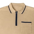 thumbnail image 6 of hoksml Men's Long Sleeve Collared T-Shirt, Contrast Trim Zipper Placket Chest Pocket Relaxed Fit Stretch Soft Top for Business Golf Daily Outdoor Casual Wear, 6 of 6