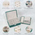 thumbnail image 3 of LQQBOX Jewelry Box for Women Girls, PU Leather Storage Case with Removable Tray, Jewelry Display Box for Necklaces Earrings Bracelets Rings Watches - Dark Green, 3 of 7