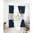 thumbnail image 3 of Yellow Anchor Nautical Blackout Curtains for Bedroom/Living Room, Thermal Insulated Kitchen Curtains, Navy Blue White Striped Grommet Darkening Window Treatment Drapes 52"x84"x2, 3 of 8