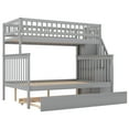 thumbnail image 3 of EUROCO Twin over Full Bunk Bed with Twin Trundle Bed and Storage Shelves for Kids, Three Beds with Storage for Kids Teens Adults, Gray, 3 of 11