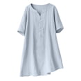 thumbnail image 1 of Blusas de Manga Corta para las Mujeres de Moda Color Sólido Cuello Redondo Blusas, Poliéster Verano Primavera, 1 of 4