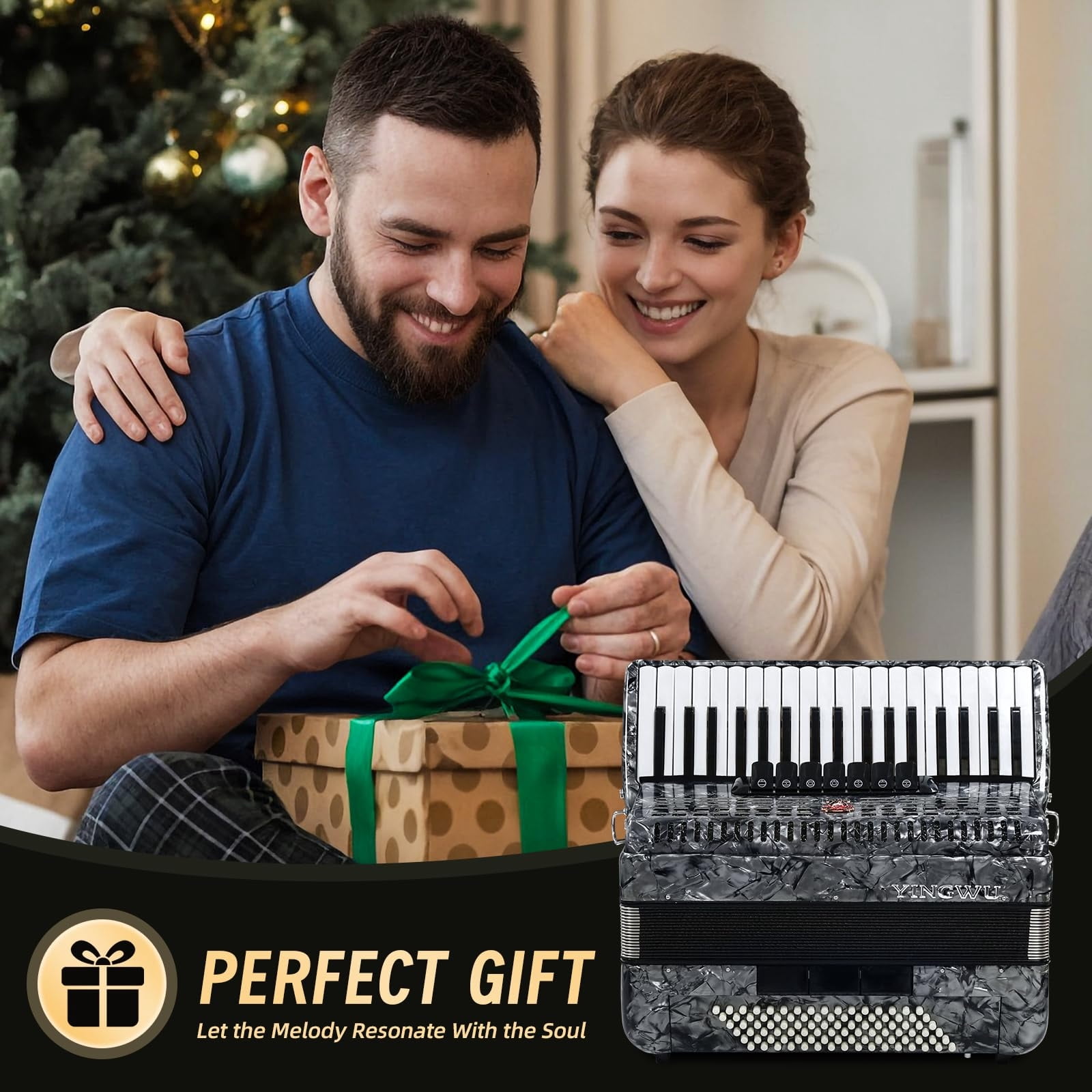 Accordion, 37 Keys 96 Bass Professional Accordion for Beginners and Advanced Players with Backpack and Strap