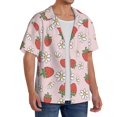 thumbnail image 2 of Sikiie Strawberry Floral Men's Wrinkle Free Untucked Cuban Shirt Business Casual Button Down Shirts Short Sleeve Shirt3X-Large, 2 of 5