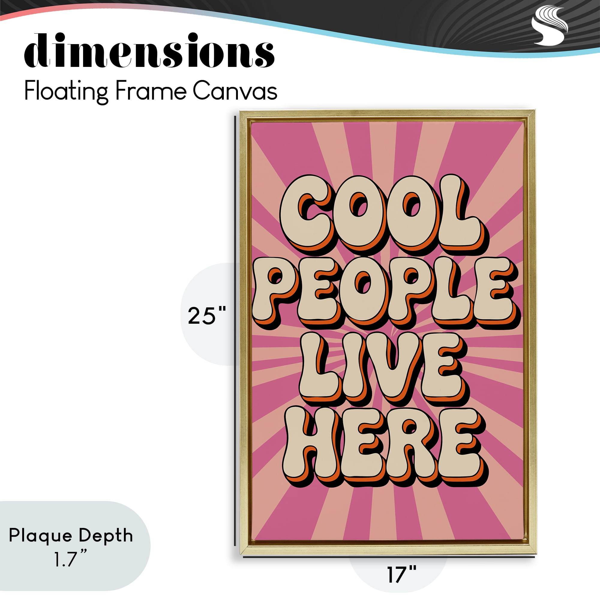 Stupell Industries Groovy Cool People Live Here Gold Framed Floater Canvas Wall Art, design by Andreas Magnusson