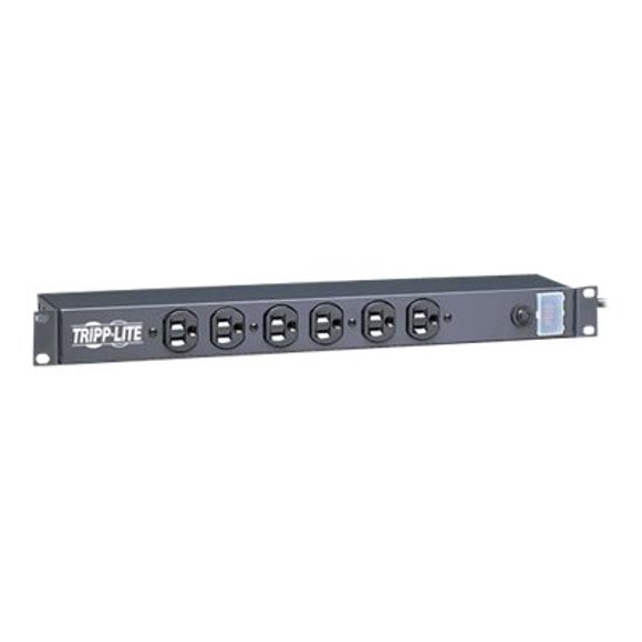 Tripp Lite Power Strip Rackmount Metal 120V 5-15R 12 Outlet 15' Cord 1URM - Power distribution strip (rack-mountable) - AC 120 V - input: NEMA 5-15 - output connectors: 12 (NEMA 5-15) - 15 ft cord - Canada, United States