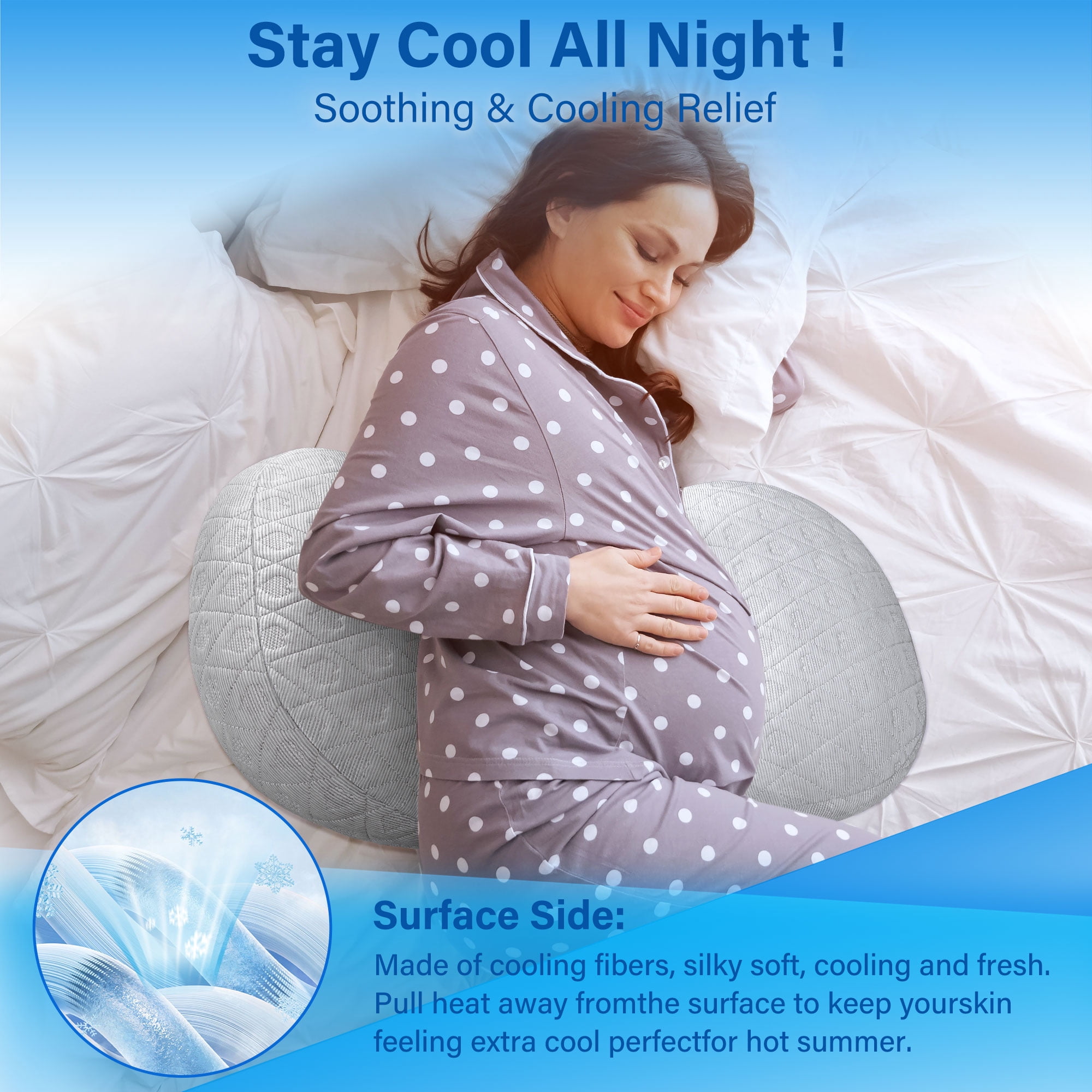 CZL Pregnancy Pillow for Women Sleeping, Ergonomic Maternity Body Pillow Support for Back, Belly, Legs, Hips, Small Portable Pregnancy Pillows with Detachable & Washable Cover (Light Gray)