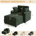 thumbnail image 6 of LUMIHO Chaise Lounge Chair Indoor, 42" Sleeper Chair with Two Throw Pillows and Armrests, Corduroy Chaise Couch Chair with Ottoman for Living Room, Bedroom, Apartment, Green, 6 of 8